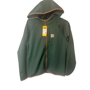 NEW Boys L 14/16 Carhartt Force Long Sleeve Full Zip Hood Jacket Cilantro Green